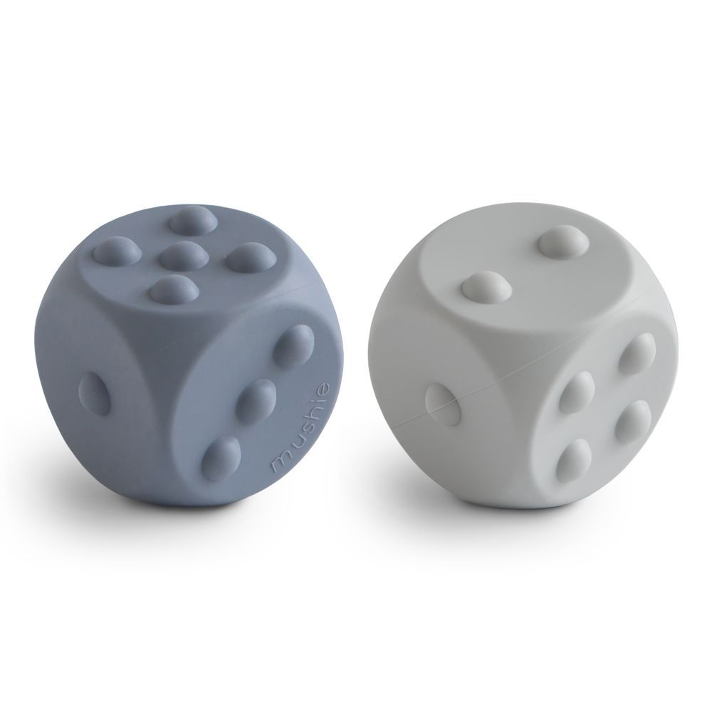 Mushie - Dice Press Sensory Toy - Tradewinds/Stone - 2pcs