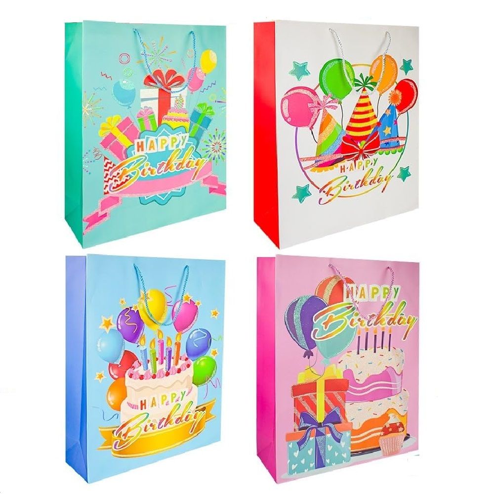 UKR - Birthday Gift Bags - Pack of 4 - 55cm