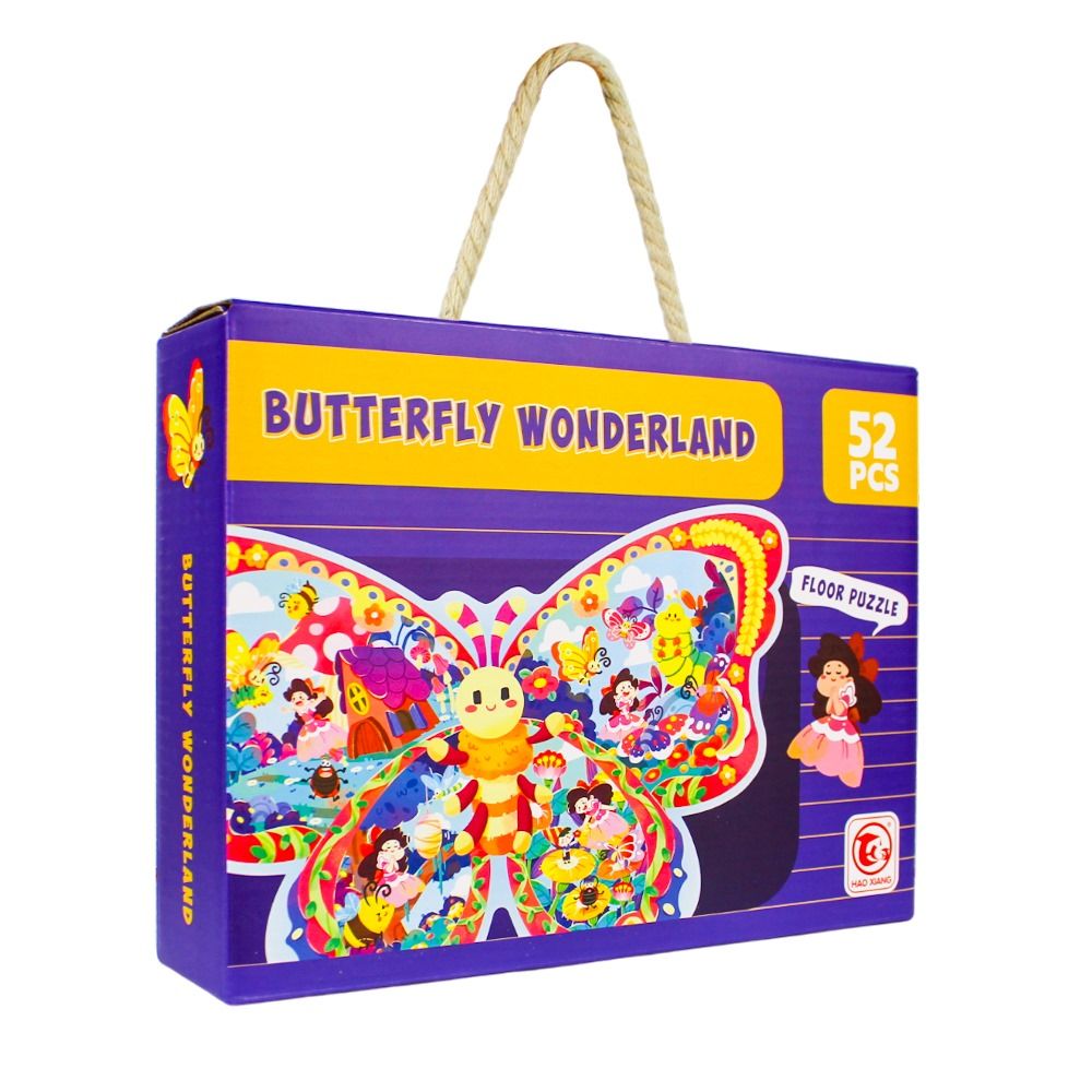 UKR - Butterfly Wonderland Floor Puzzle With Storage Tote - 52 Pcs