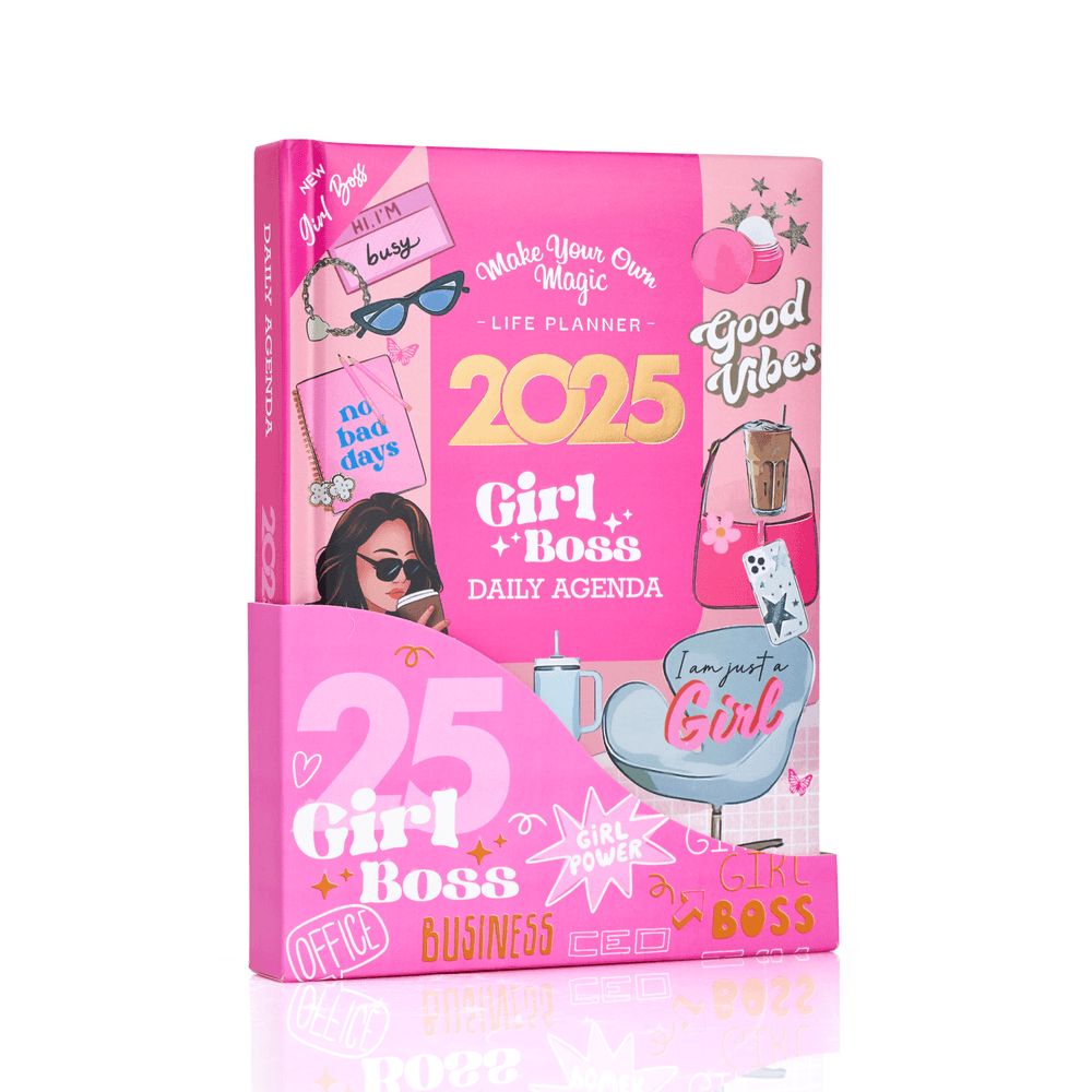 Mofkera - A5 Daily Agenda 2025 Gift Set - Girl Boss - 3 Pcs