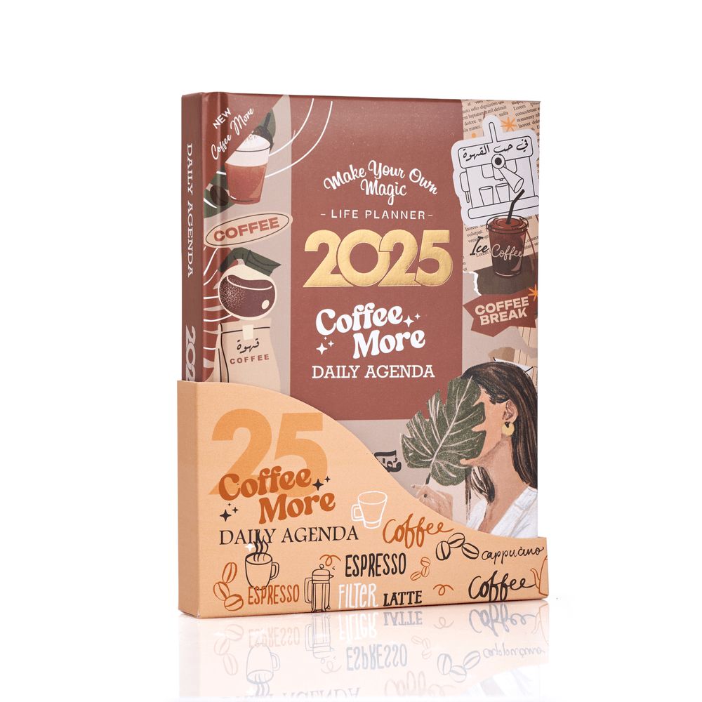 Mofkera - A5 Daily Agenda 2025 Gift Set - Coffee More - 3 Pcs