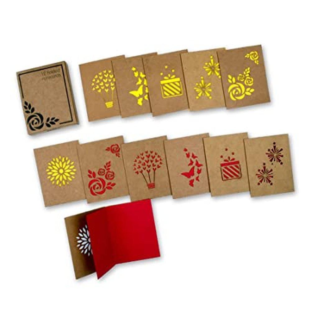 Doodle - Love And Light Yellow Laser Cut Notecards - 12 Pcs