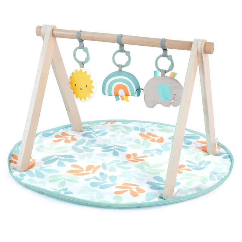 Ingenuity - Nature-Inspired Sun Valley Wooden Toy Arch & Play Mat W/ Toys - Blue