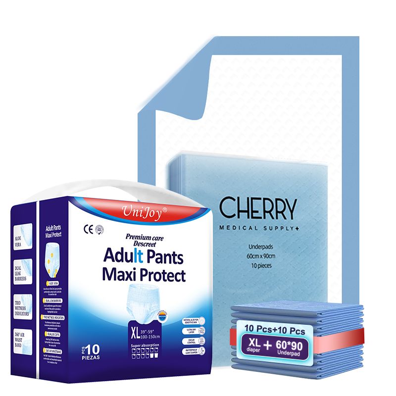 UniJoy - Adult Diapers Pull Up Pant Style XL-XXL 10pcs + Disposable Underpads Absorbency Leak Protection 10pcs