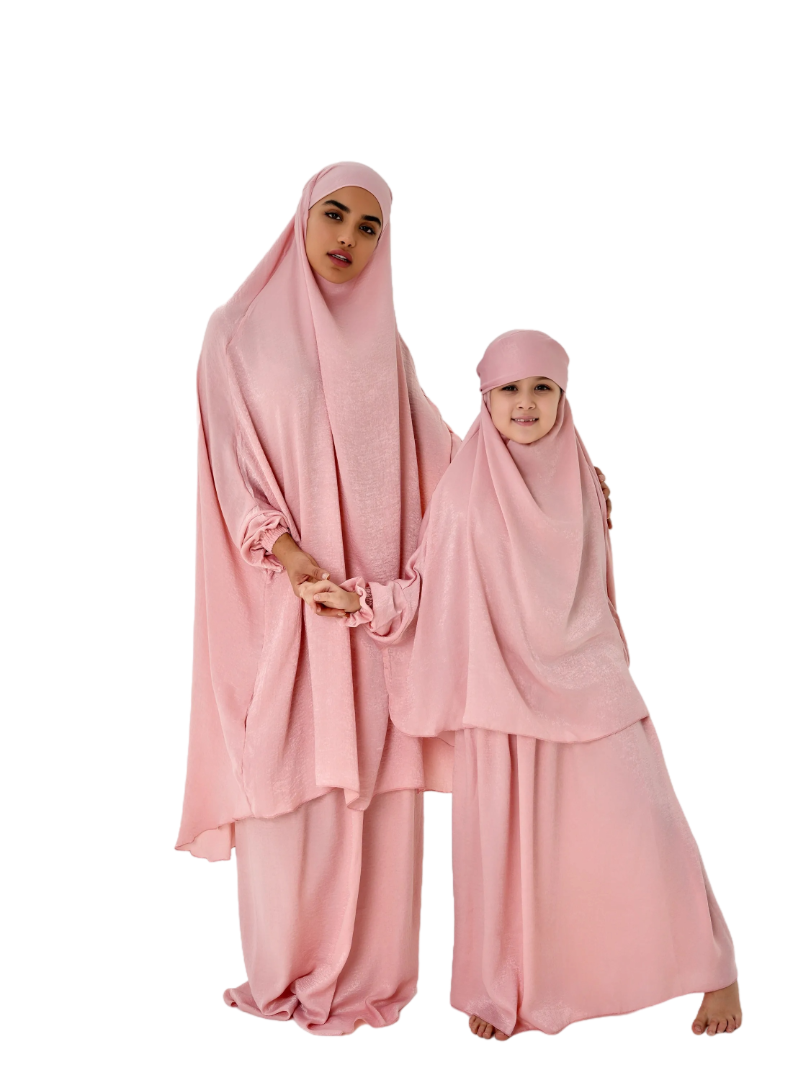 The Modest Company - 4pc-Set - Matchi Jilbab Top And Skirt - Pink Velvet