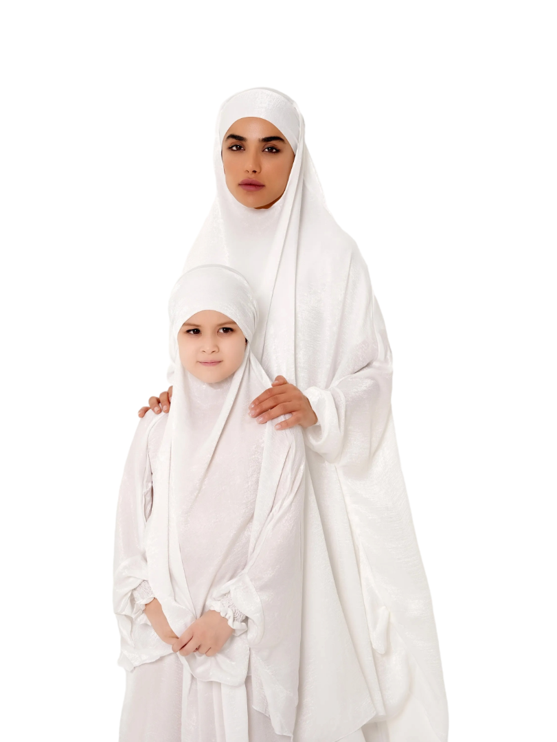 The Modest Company - 4pc-Set - Matchi Jilbab Top And Skirt - Pure White Velvet