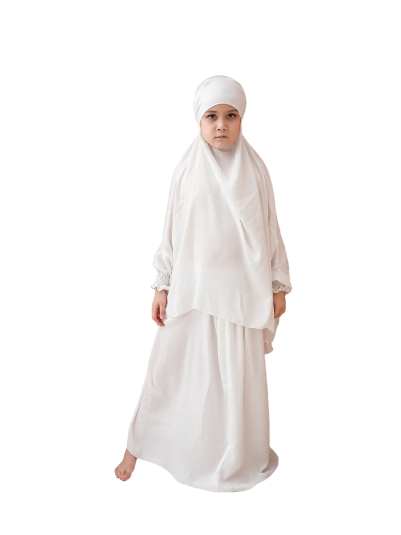 The Modest Company - 2pc-Set - Skirt And Jilbab Top - Pure White Velvet