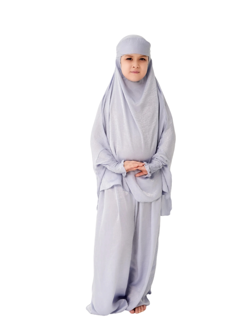 The Modest Company - 2pc-Set - Skirt And Jilbab Top - Silver Grey Velvet