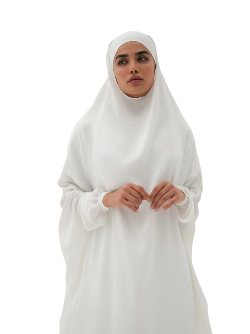 The Modest Company - 2pc-Set - Skirt And Jilbab Top - Pure White Velvet - Free Size