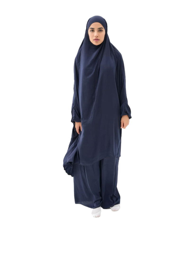 The Modest Company - 2pc-Set - Skirt And Jilbab Top - Navy Blue Velvet - Free Size