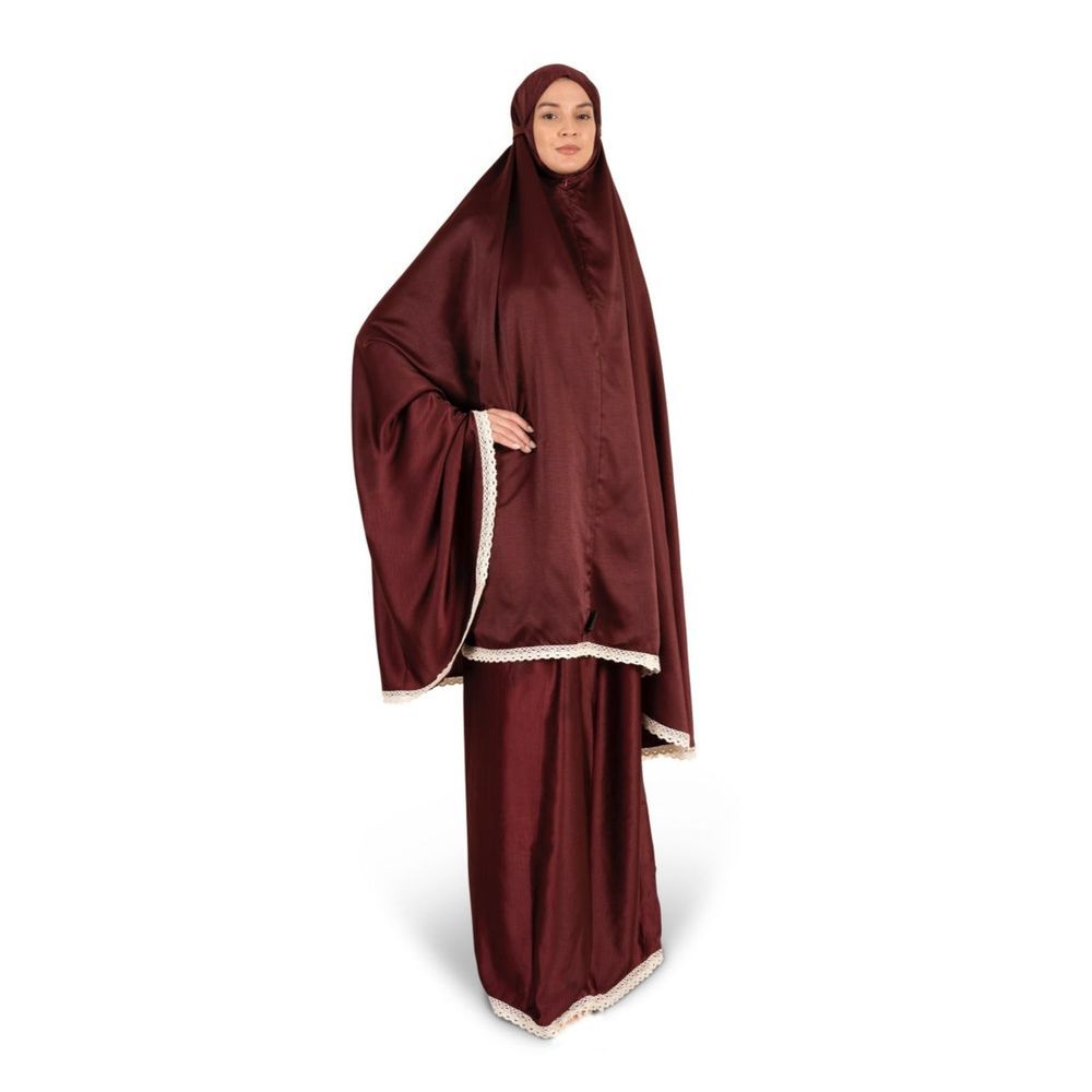 Hilalful - Silky 2 Piece Prayer Set - Lustrous Red