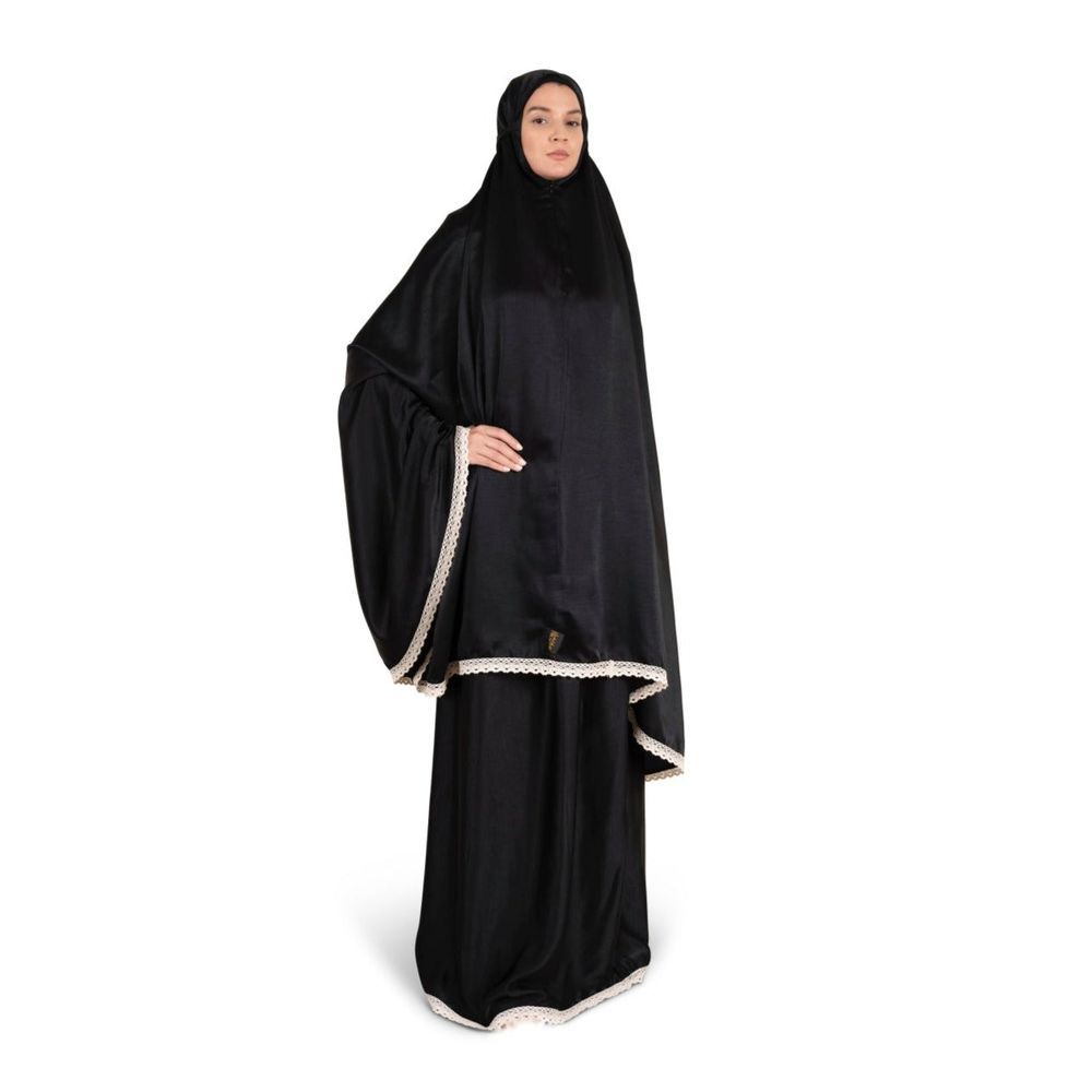 Hilalful - Silky 2 Piece Prayer Set - Classic Black