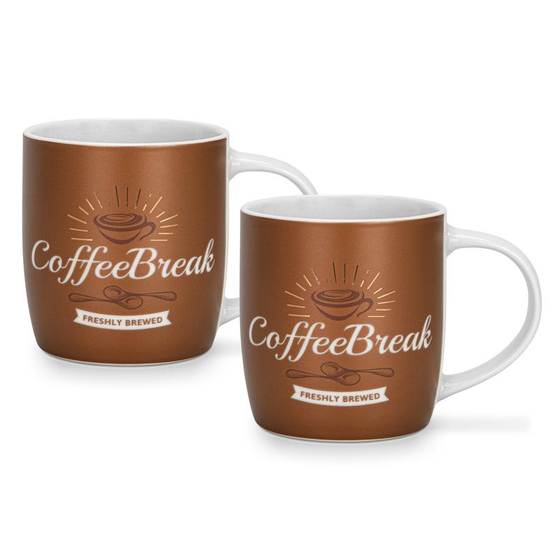 Fissman - Coffee Break Printed Mug Set - 310 ml - Pack of 2