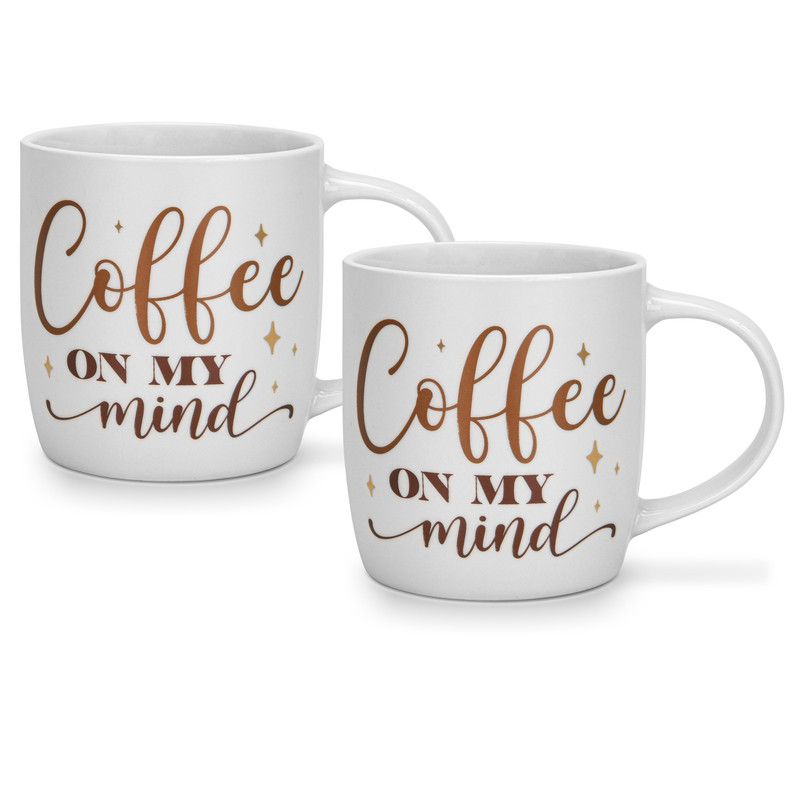 Fissman - Coffee On My Mind Printed Mug Set - 310 ml - Pack of 2