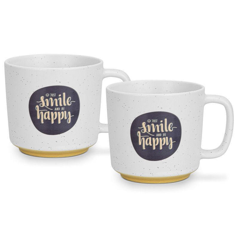 Fissman - Smile Happy Printed Coffee Mug Set - 490 ml - Pack of 2