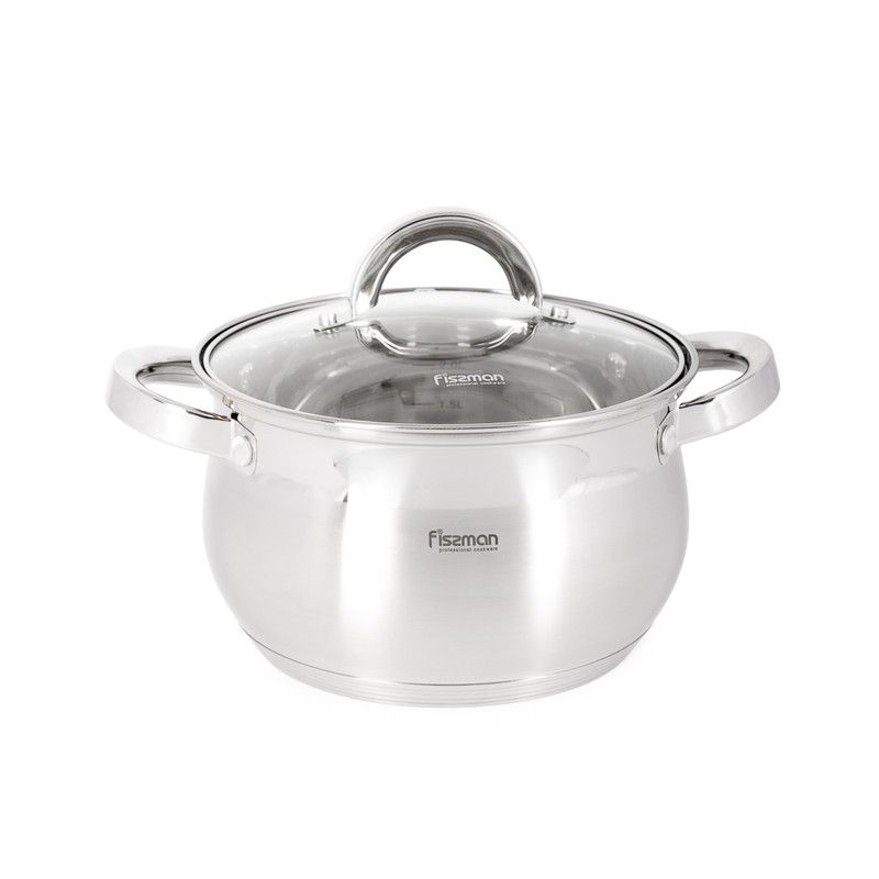 Fissman - Felina Series Stockpot With Glass Lid - Stainless Steel - 2.1L