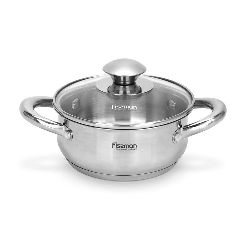 Fissman - Gulliver Series Cooking Pot With Glass Lid - Stainless Steel - 0.9L