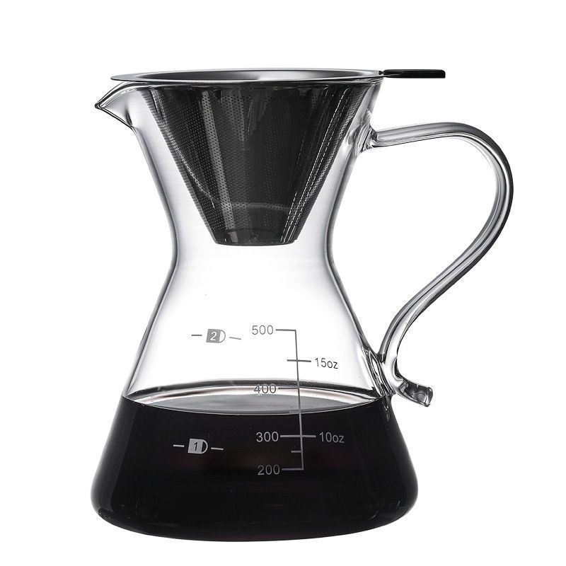 1Chase - Borosilicate Glass Coffee Server Pot With Filter - 500 ml