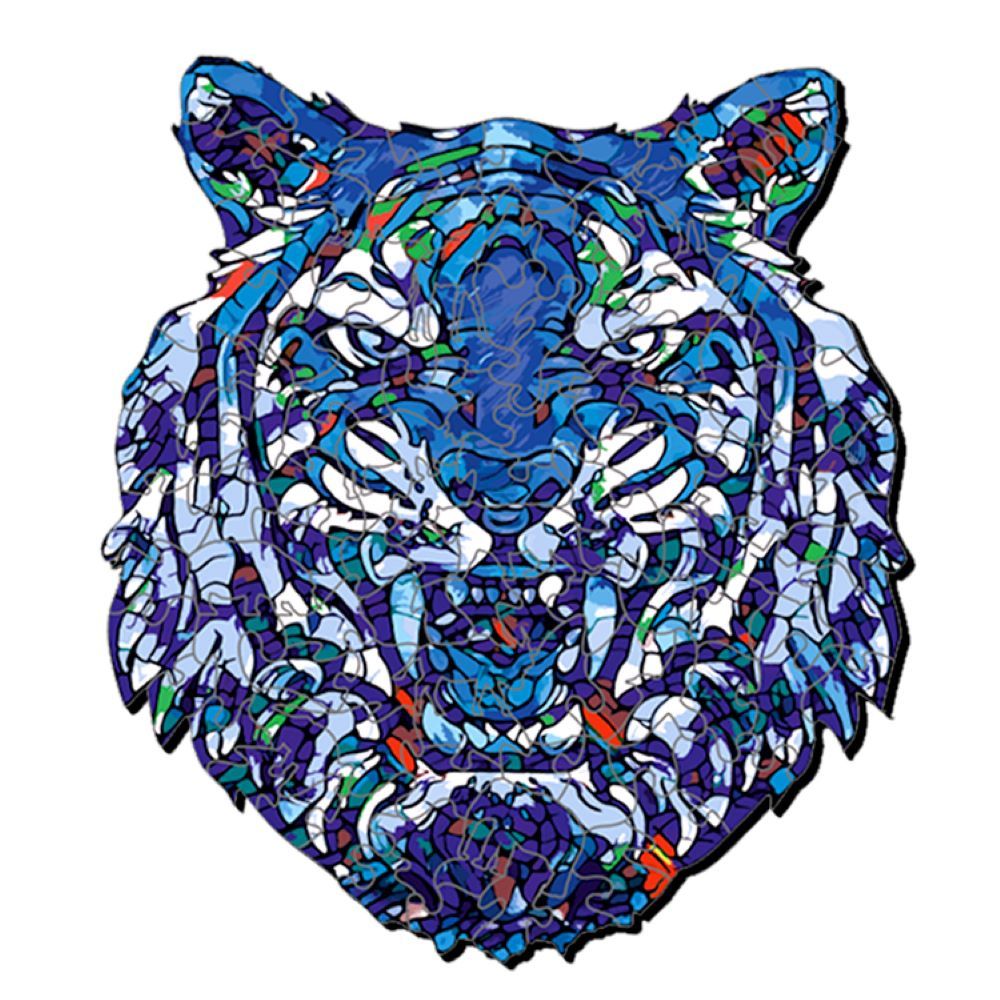 Fofa - Blue Tiger Wooden Toy Colorful Puzzle