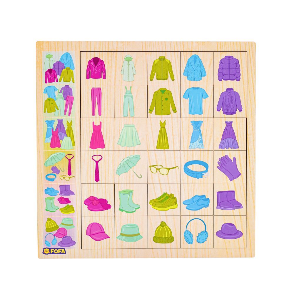 Fofa - Clothes Wooden Toy Educational Puzzle Game Board