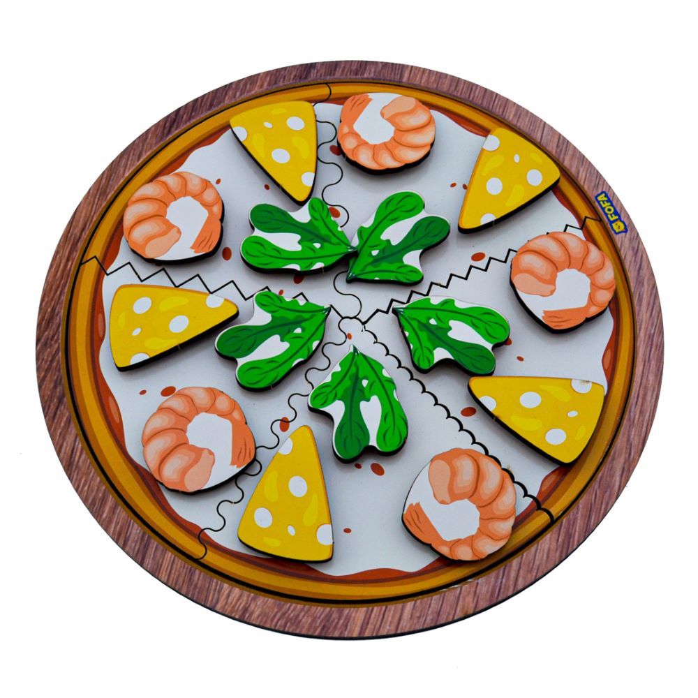 Fofa - Wooden Toy Educational Board With Velcro - Pizza With Shrimp