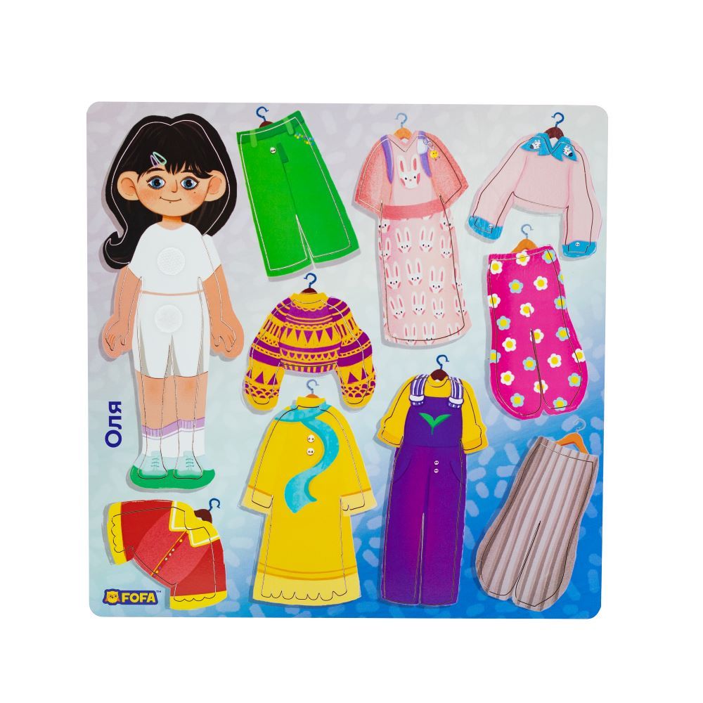 Fofa - Wooden Toy Educational Board With Velcro - Dressing Up Olya