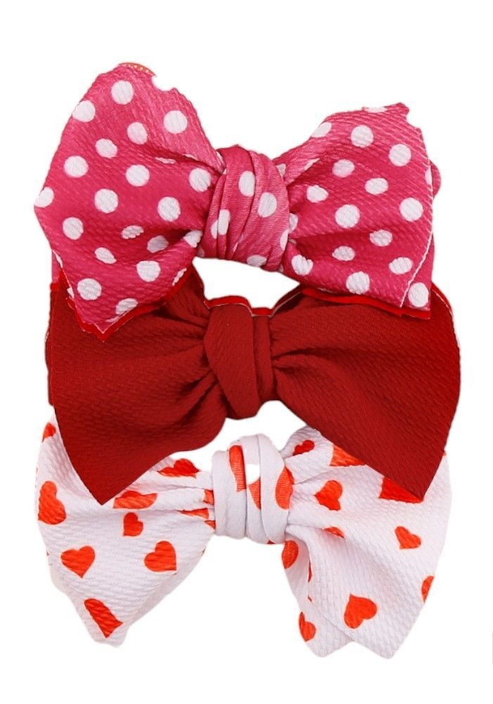 Bambimici - Mira Big Ribbon Bow Headband For Babies - Pink /White/Red - 3 Pcs