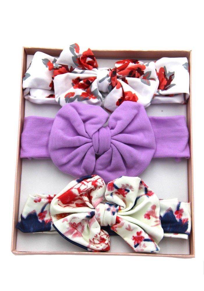 Bambimici - Olivia Headband Ribbon - Purple Flower - 3 Pcs