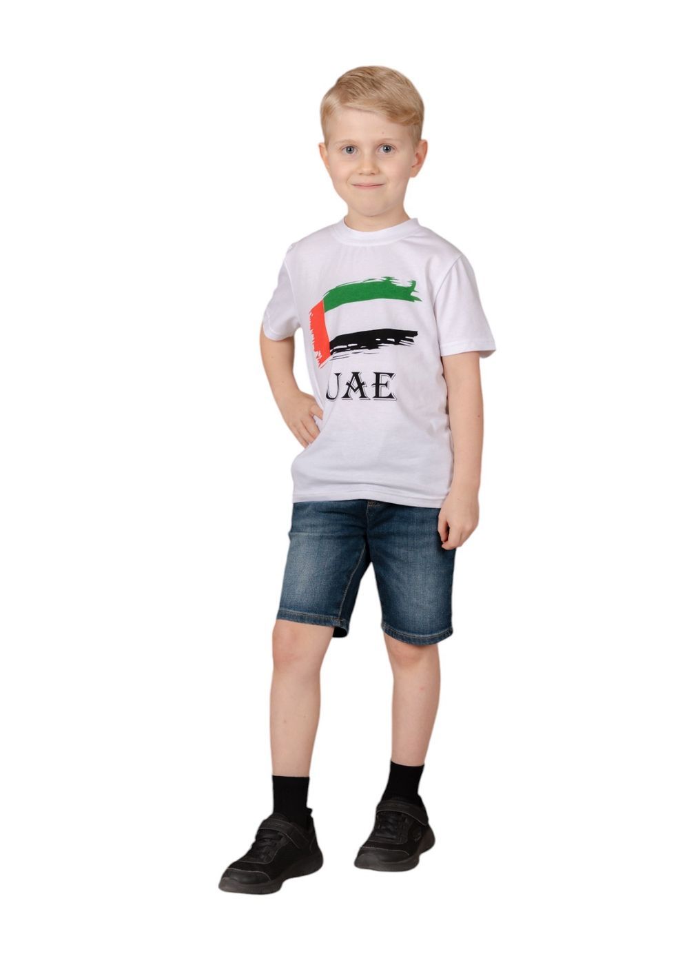 Daniel - Boys UAE National Flag T-Shirt - White