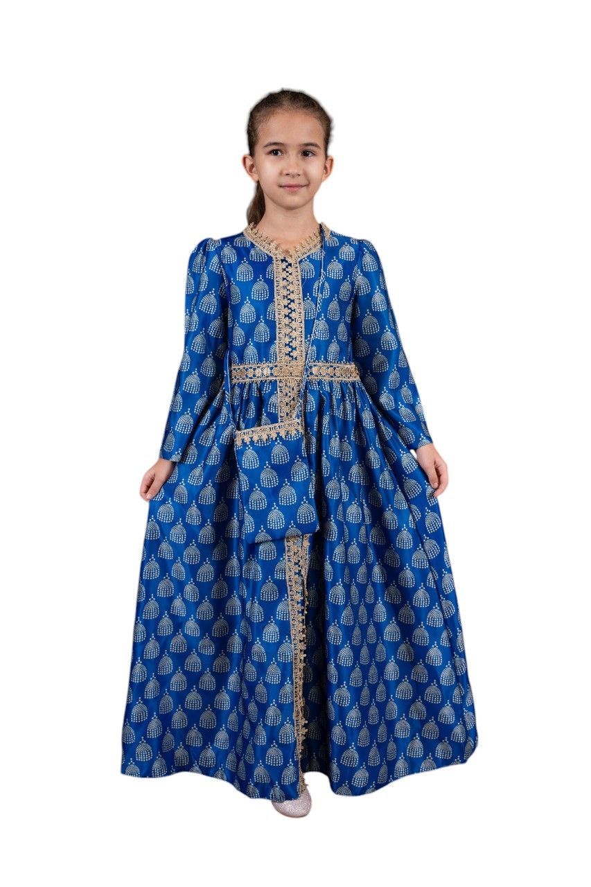 D' Daniela - Noor Embroidered Jalabiya Abaya - Blue