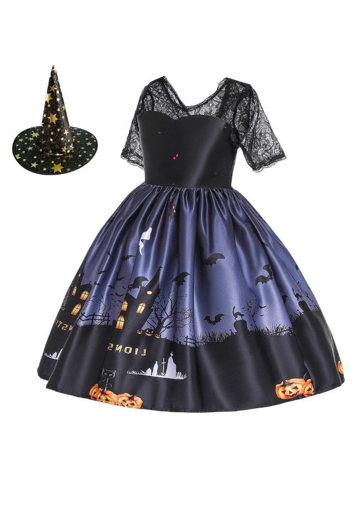 D' Daniela - Halloween Pumpkin Print Dress  - Black