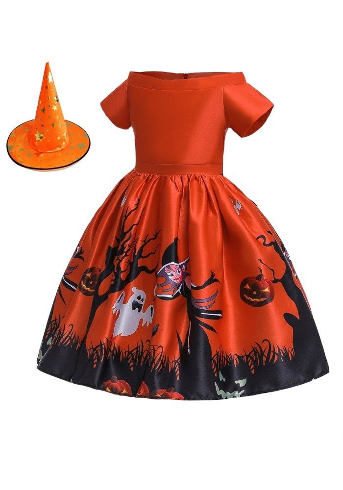 D' Daniela - Halloween Printed Dress - Orange