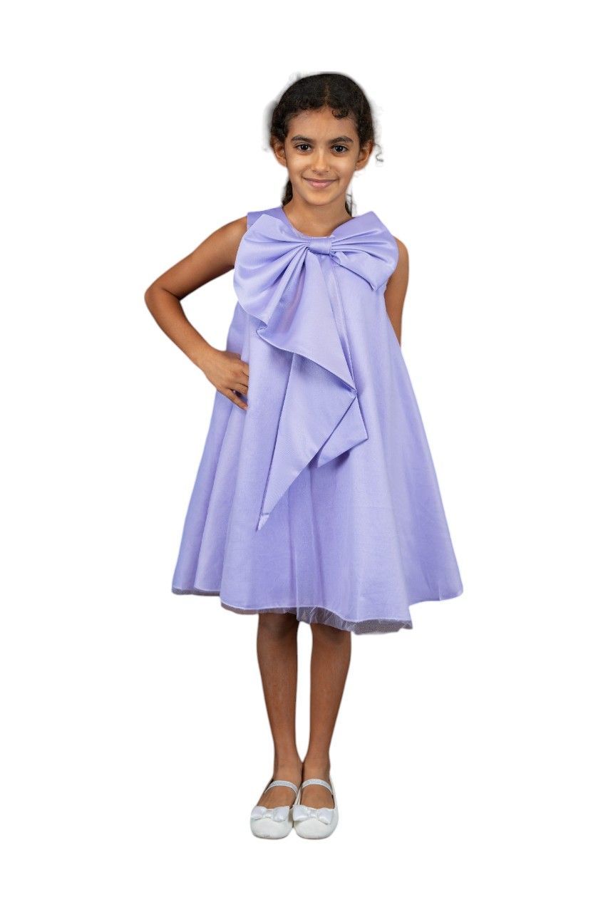 D' Daniela - Girl's Bows And Flow Dress - Purple