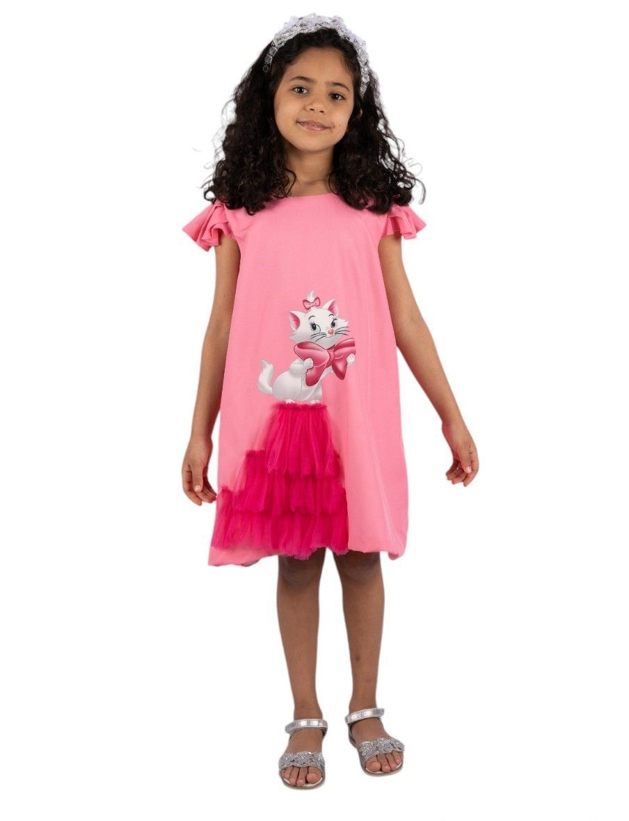 D' Daniela - Kitten Cartoons Girl's Casual Dress - Pink