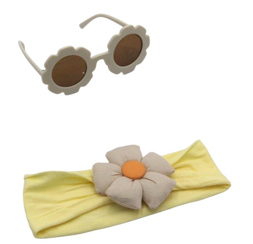 D' Daniela - Amirah Glasses & Flower Headband Set For Babies & Girls - Yellow