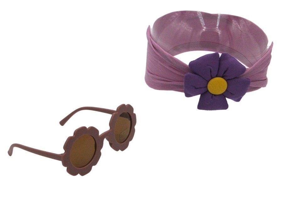 D' Daniela - Amirah Glasses & Flower Headband Set For Babies & Girls - Purple