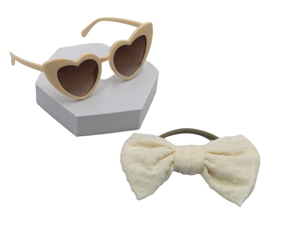 D' Daniela - Yara Glasses & Flower Headband Set For Babies & Girls - Cream