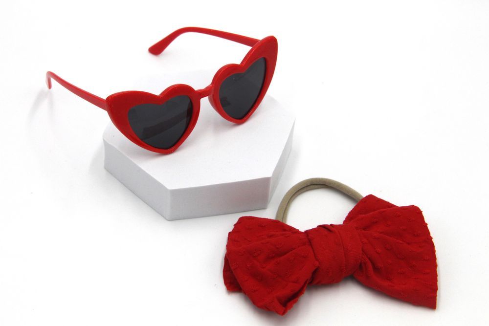 D' Daniela - Glasses and Flower Headband Set - Red