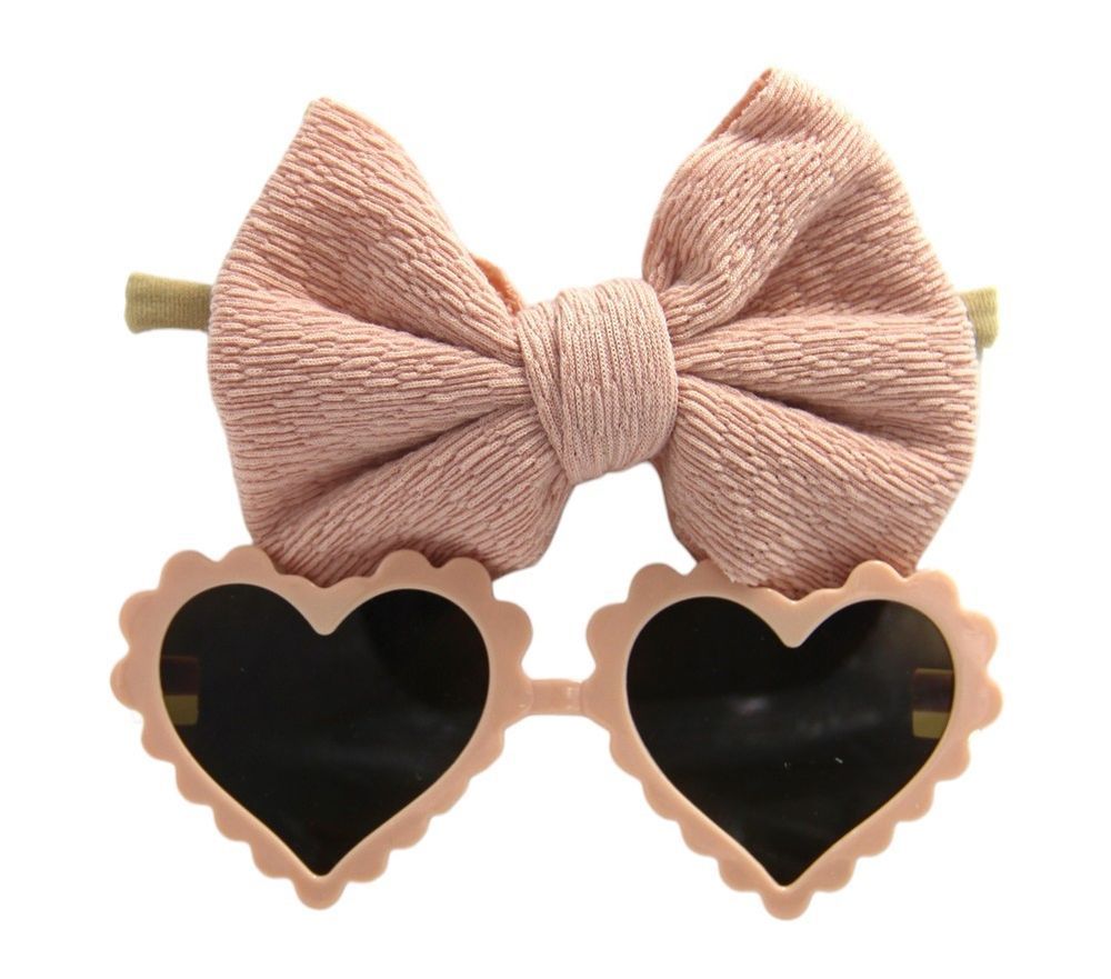 D' Daniela - Aisha Glasses & Bow Barrette Ponytail Set - Beige