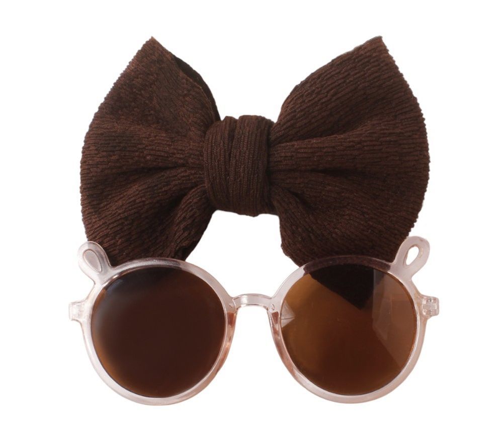 D' Daniela - Layla Glasses & Bow Barrette Ponytail Set - Coffee Brown