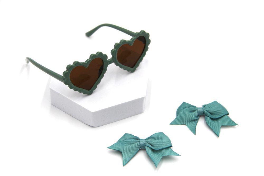 D' Daniela - Glasses and Bow Barrette Clip Set - Turquoise