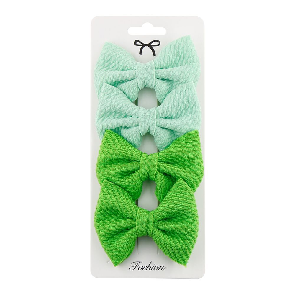 D' Daniela - Nisha Ribbon Bow Clip Set For Babies & Girls - Sea Green & Green