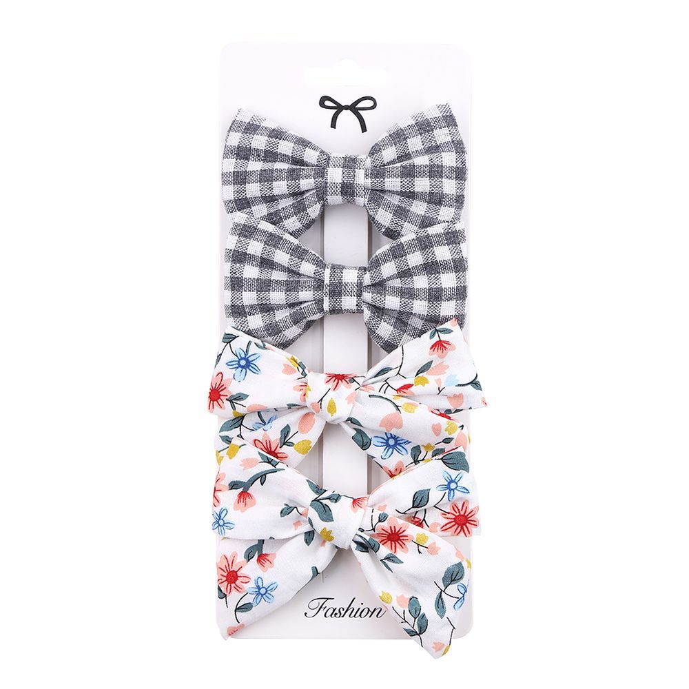 D' Daniela - Rana Ribbon Bow Clip Set For Babies & Girls - Grey & Multicolor