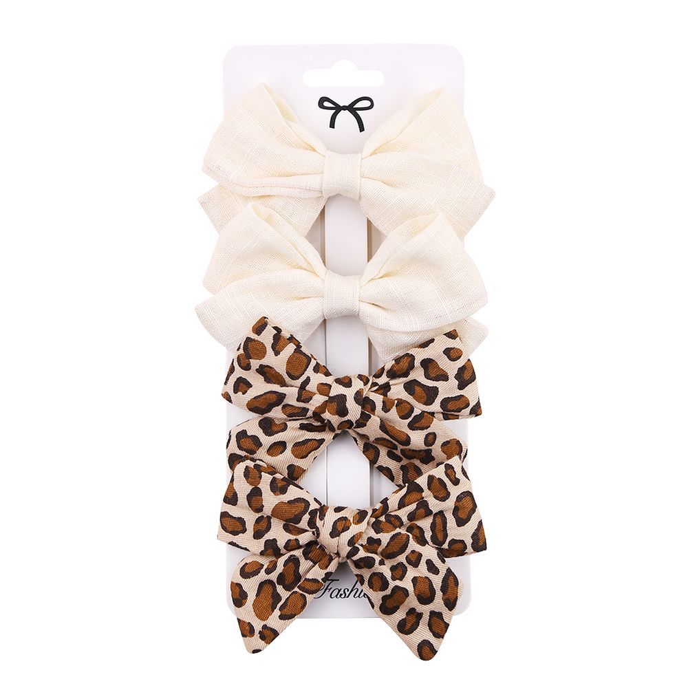 D' Daniela - Rana Ribbon Bow Clip Set For Babies & Girls - Cream & Brown