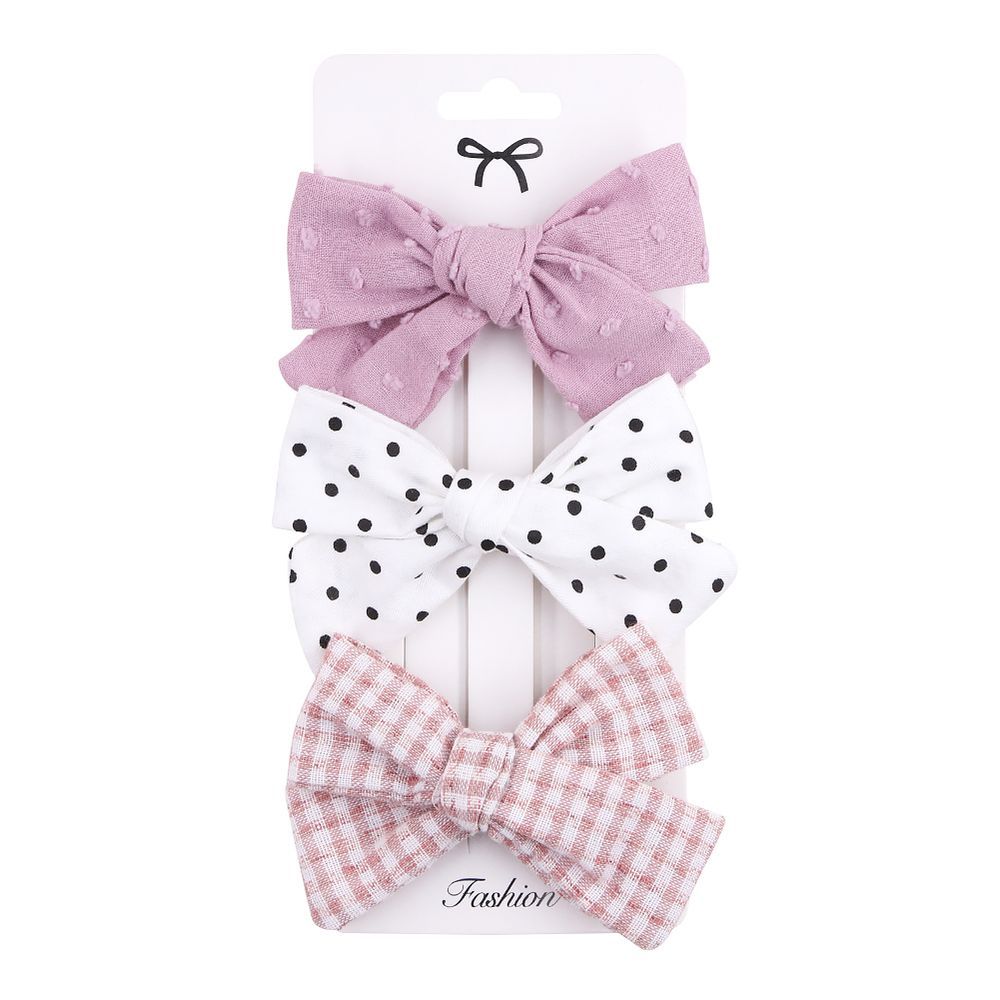 D' Daniela - Rabia Ribbon Bow Clip Set For Babies & Girls - Dark Pink & Multicolor