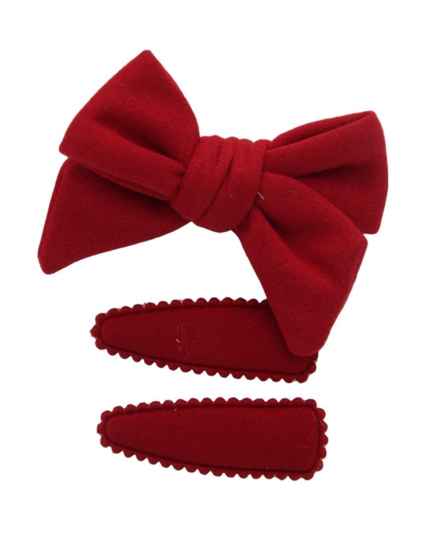 D' Daniela - Sara Ribbon Bow Clip Set - 3pcs - Red