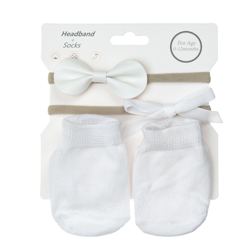 D' Daniela - Savannah Ribbon Bow Headband And Socks Set - White