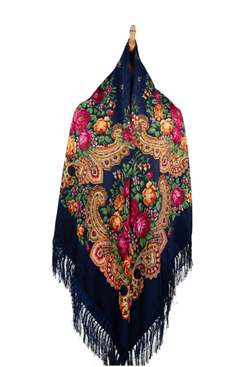 D' Daniela - Liza Women's Traditional Print Shawl - Black