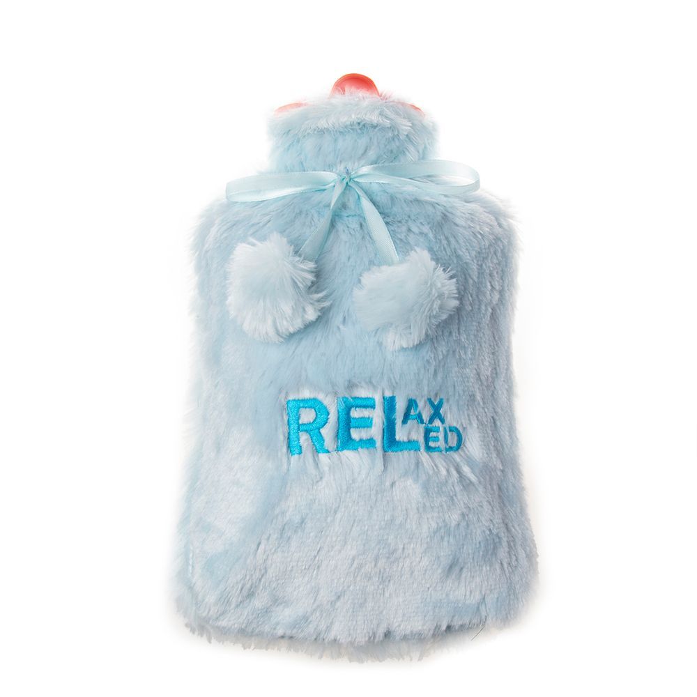 Biggdesign - Relaxed Hot Water Bottle With Soft Plush Cover - 2L - Blue