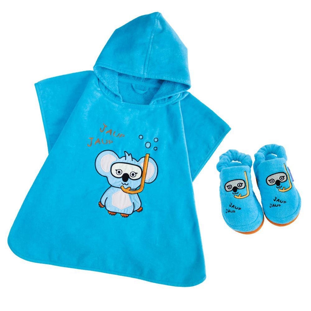 Milk&Moo - Kids Poncho W/ House Slippers Cool Koala - Blue